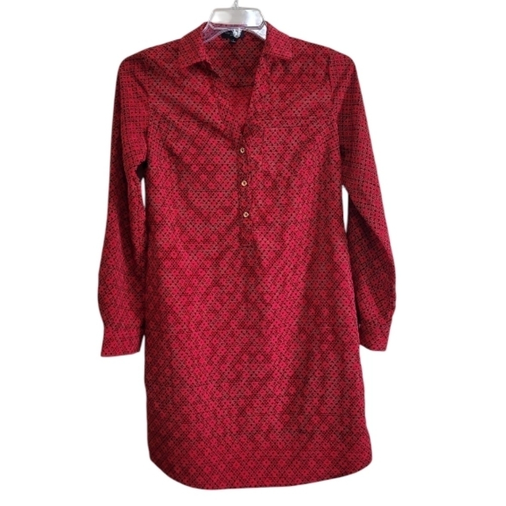 The Limited Womens Red Black Long Sleeve Collared Dress Size Small
